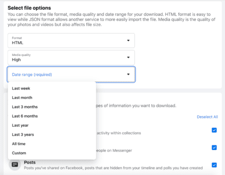 Choose how you want your Facebook information.