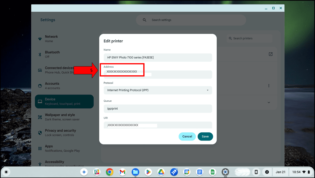 Find Your Printer IP In The Address Field