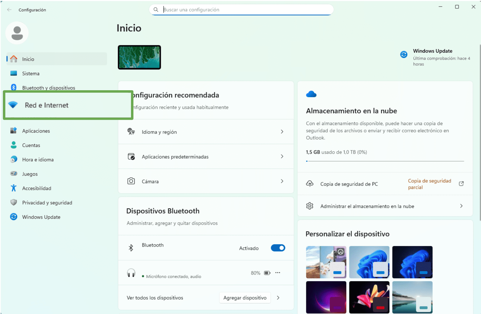 Windows Settings Screen Showing The Network Internet Option Es