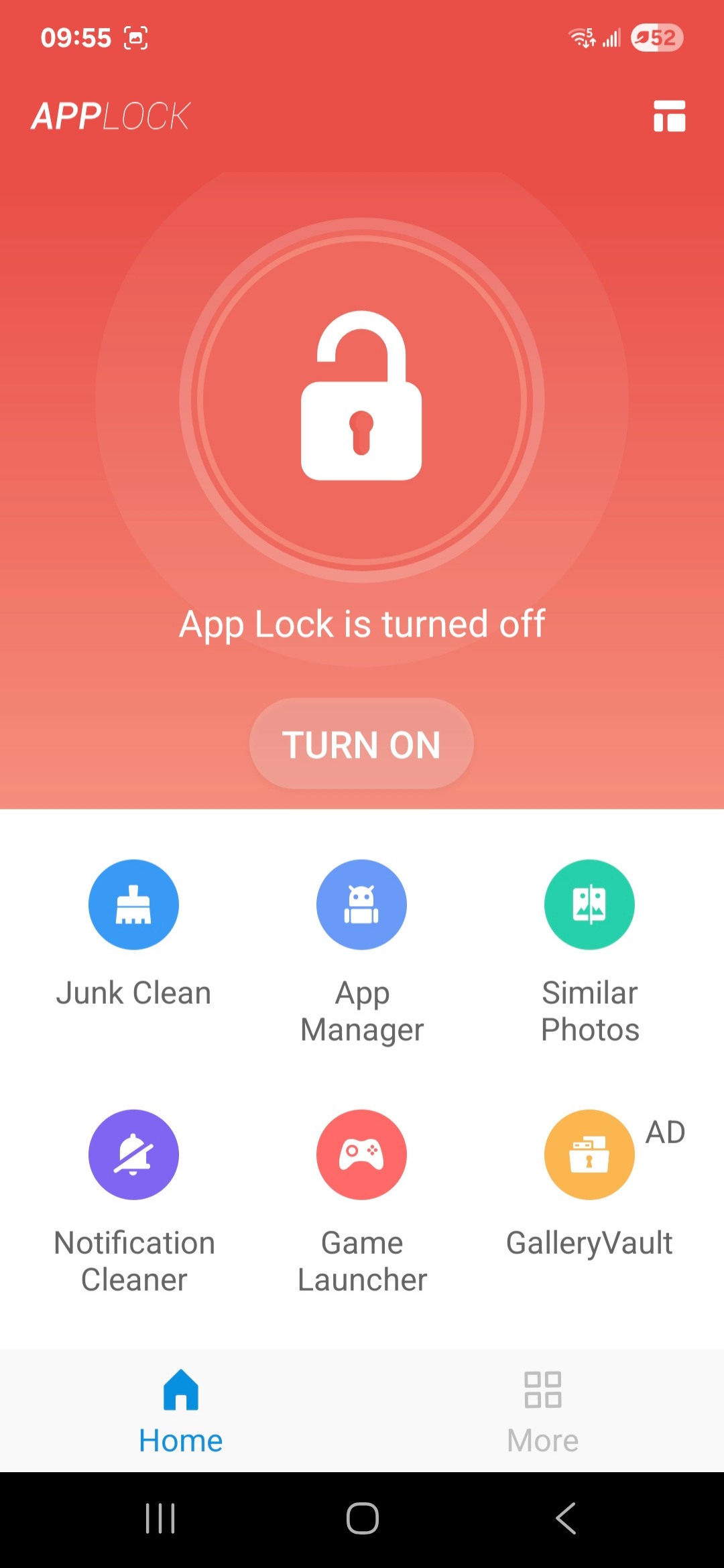Smart AppLock app home screen.