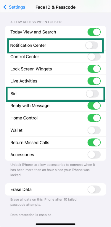 Disable Siri and notifications on iPhone Lock Screen.