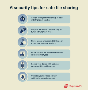 A list of tips to stay safe while using AirDrop.