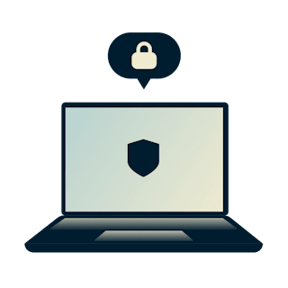 מחשב נייד המחובר לאינטרנט באמצעות שרת פרוקסי.