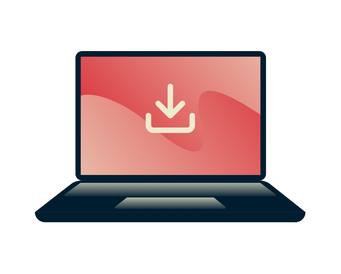 הורידו באנונימיות. מחשב נייד עם אייקון הורדה.