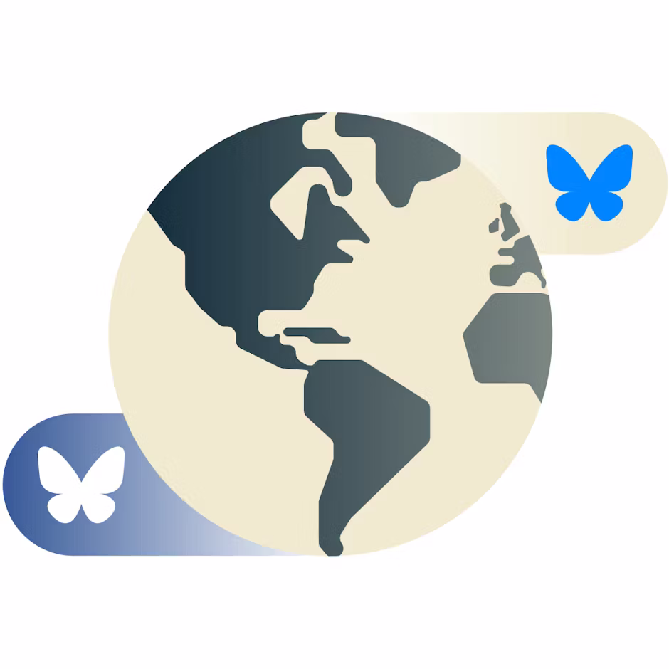 Bluesky logo with a globe