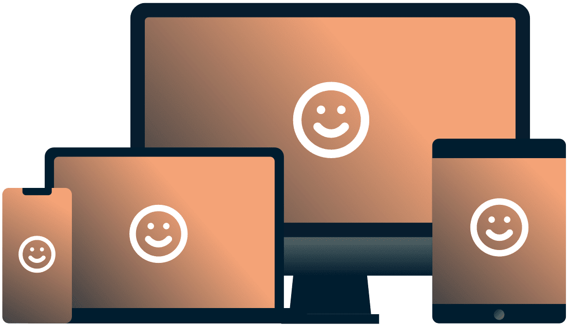 Различные устройства со смайликами на них.