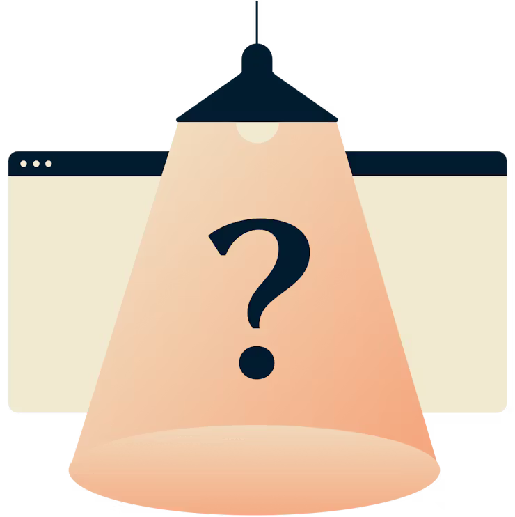 Ponto de interrogação sob uma luz de lâmpada.