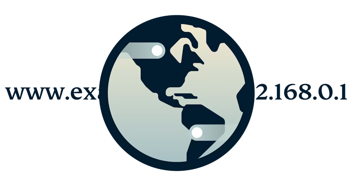 Logotipo DNS circular que muestra una URL traducida en una dirección IP