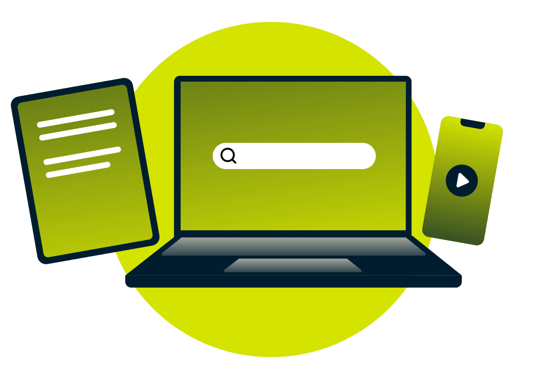 Um notebook, um tablet e um telefone.