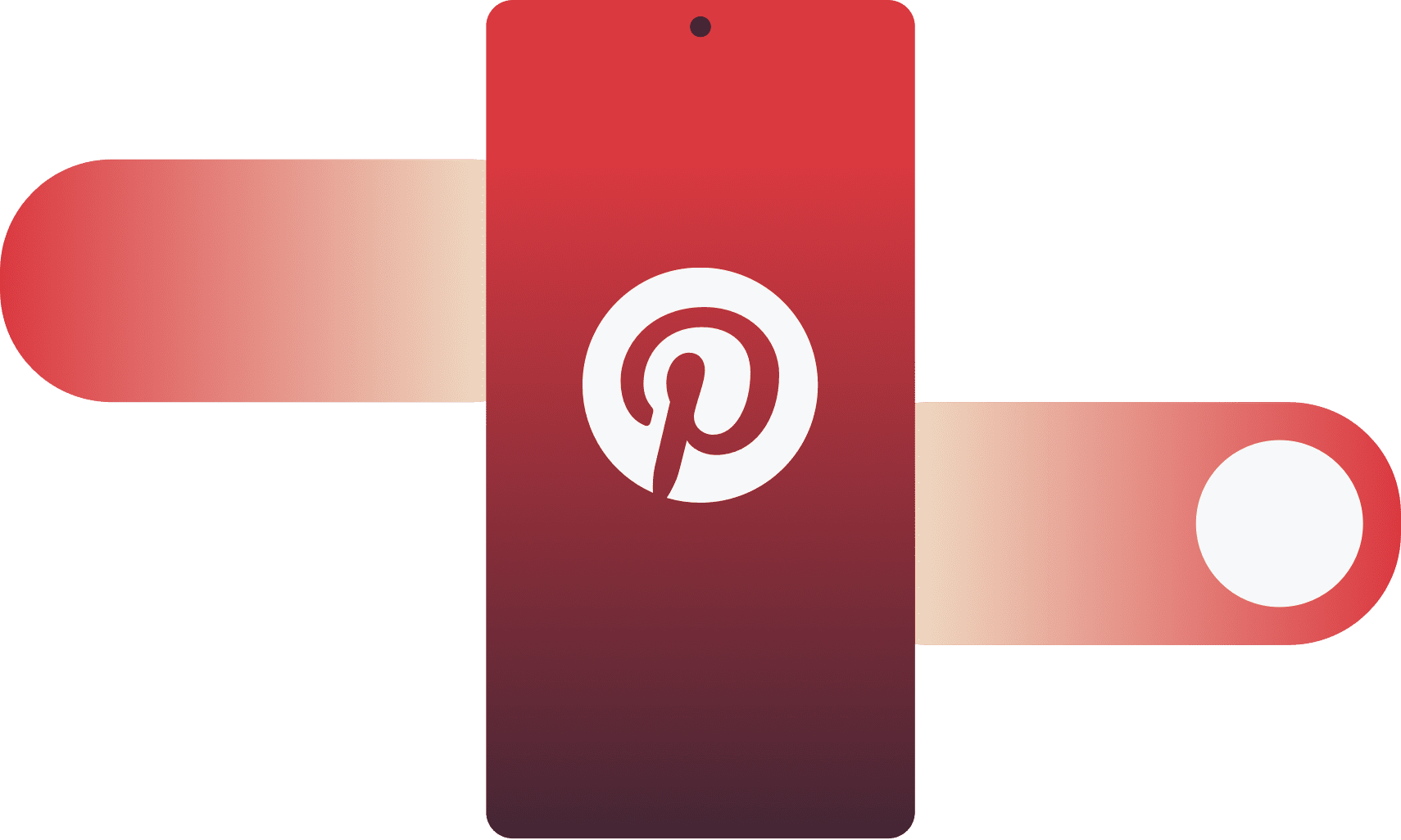 Pinterest-logotyp på en mobil enhet med en svepande rörelse som går igenom den.