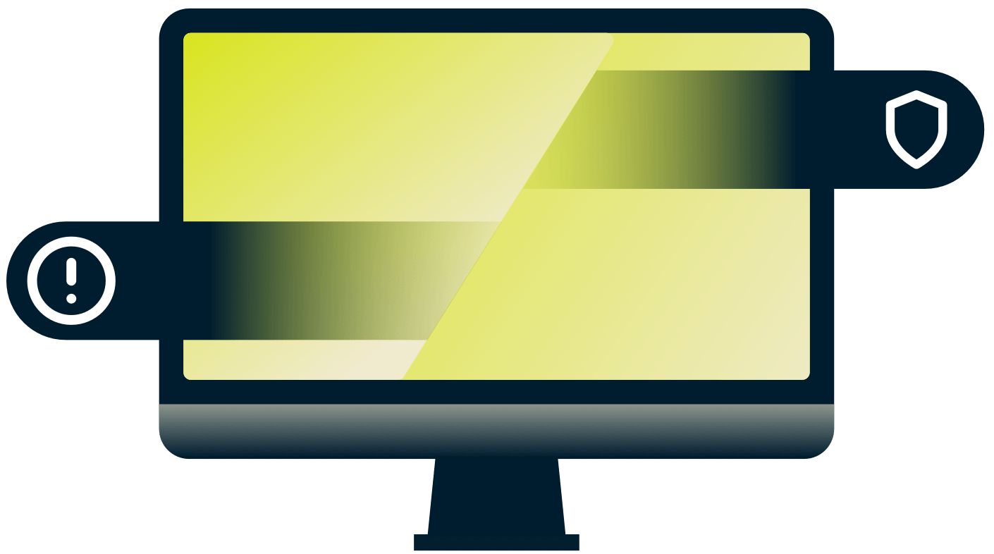 TV med utrop och sköld.