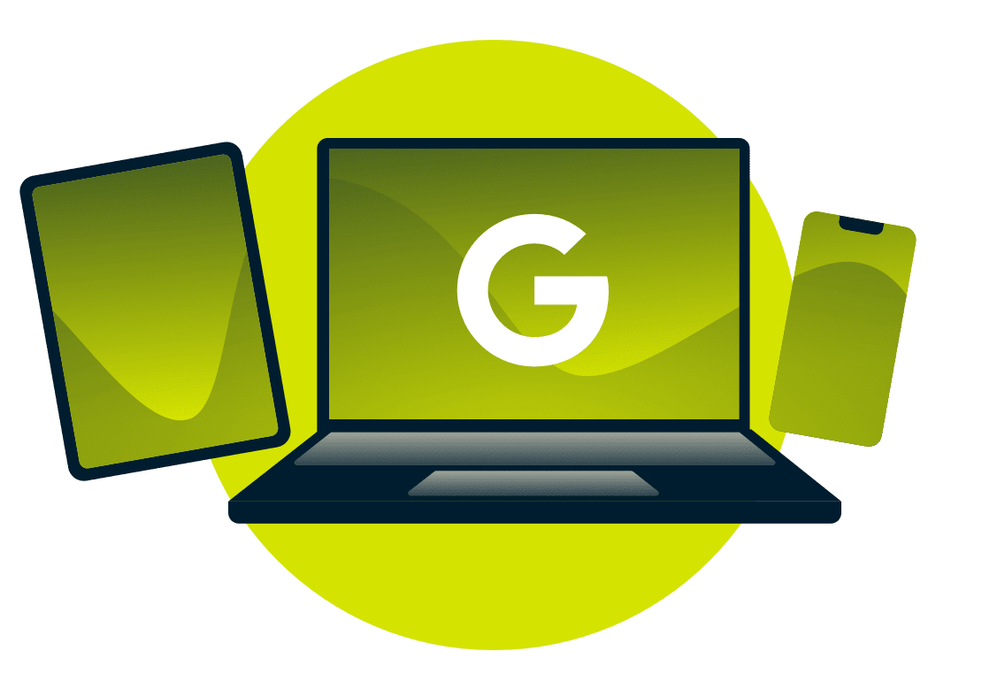 Enheder med Google-logoet på dem.