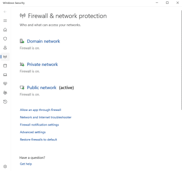 How to enable Firewall & network protection on a Windows PC.
