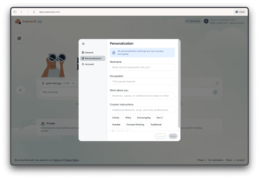 Expressai Personalization