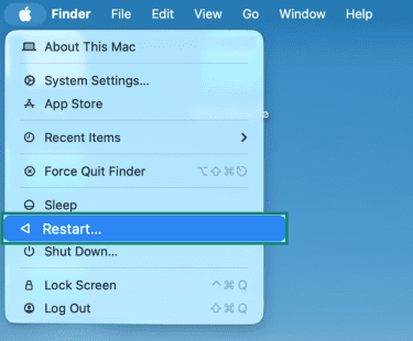 Restart button on a Mac.