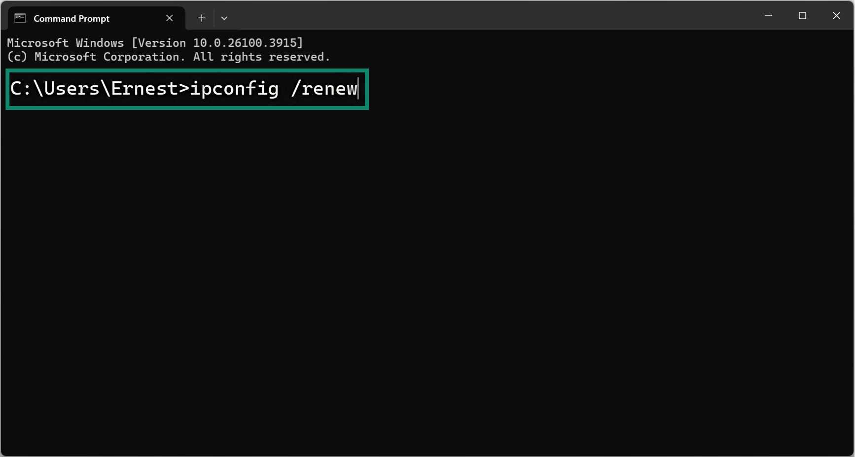In the Command Prompt, type ipconfig to reveal all your network addresses.