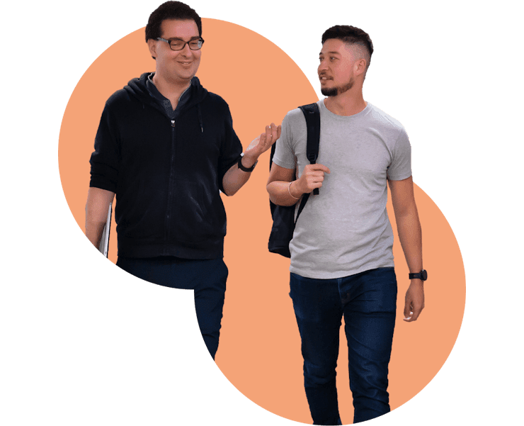 Employees walking and chatting 