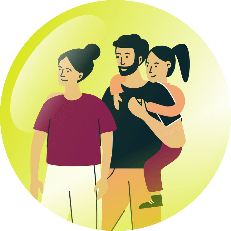 Perhe suojattu kuplassa