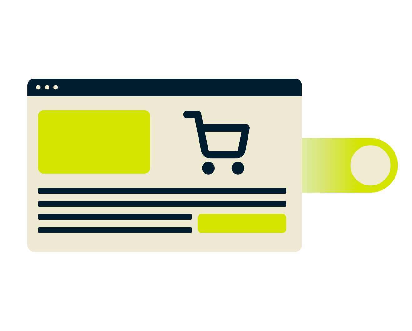 Fönster i webbläsaren för shopping.