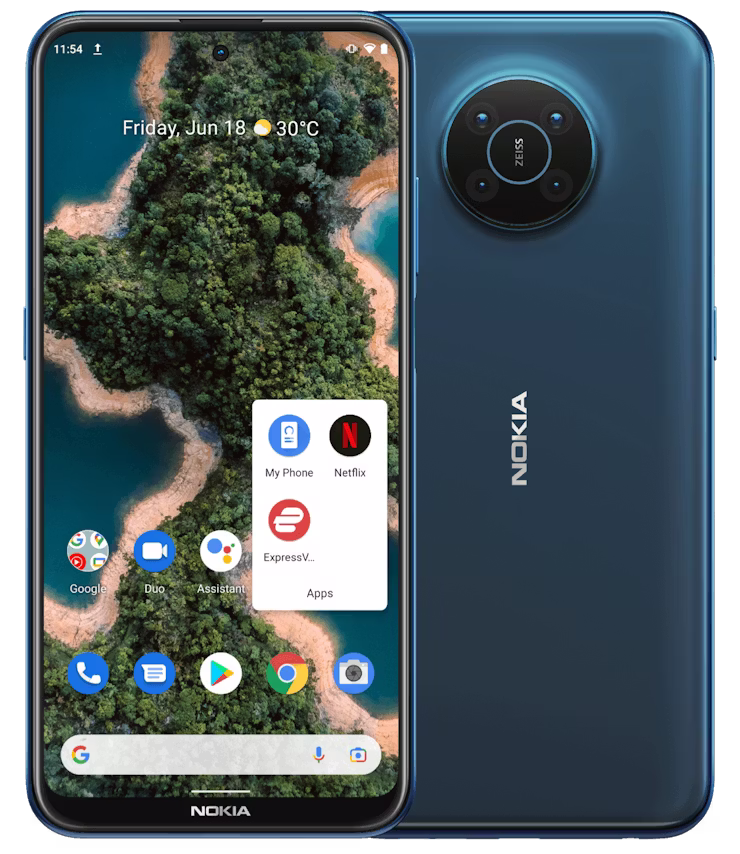 App di ExpressVPN visualizzata sulla schermata iniziale dello smartphone Nokia XR20.