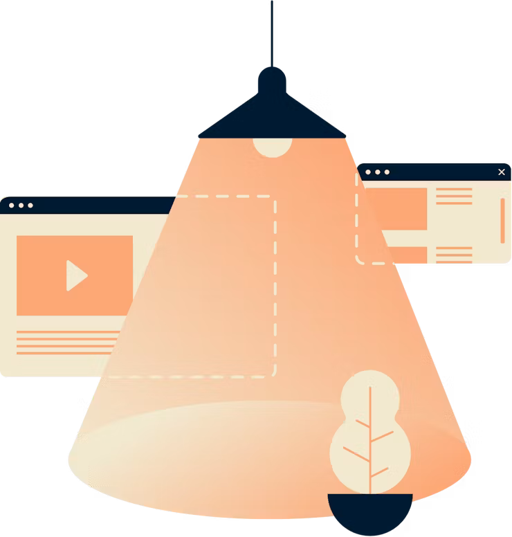 Lámpara que brilla en las ventanas del navegador para hacerlas privadas.