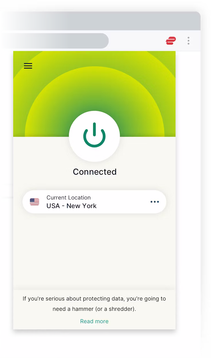 Koristite ExpressVPN ekstenziju pregledača za GUI.